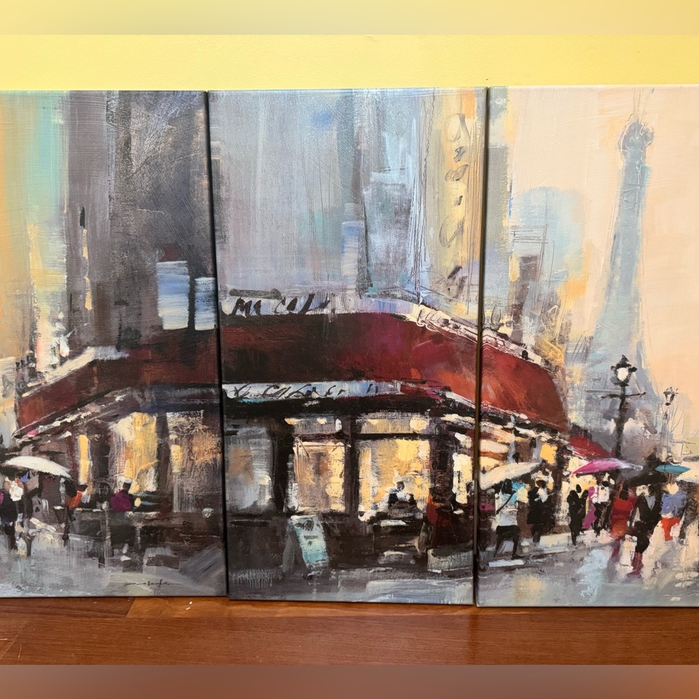 Art PARIS BOULEVARD Brent Heighton 3 stretched canvas prints wall decor painting